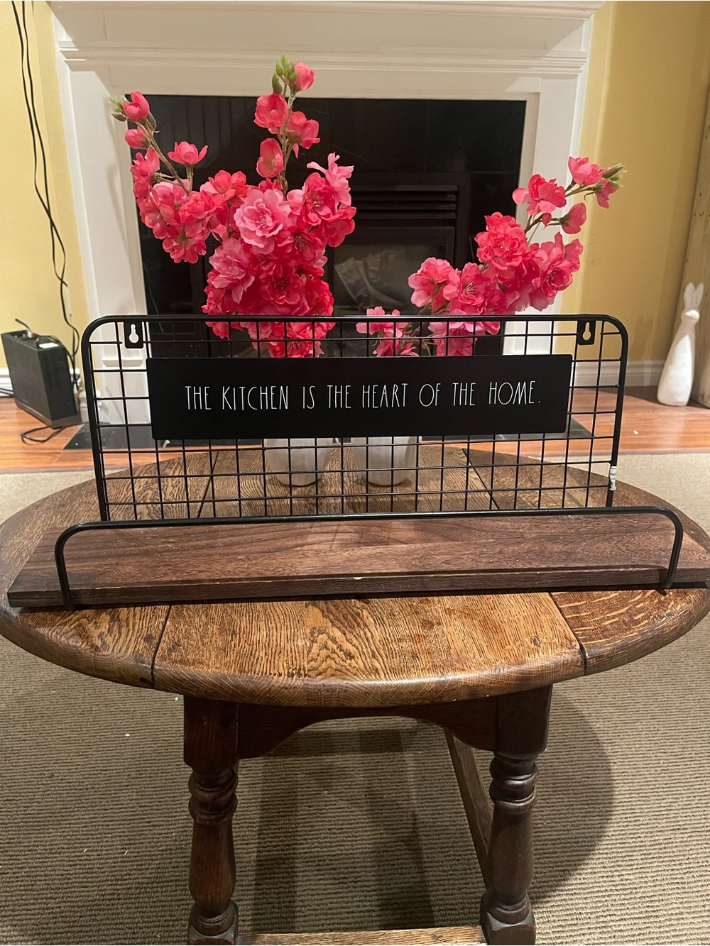 Rae Dunn Wire & Wood Kitchen Shelf - "The Kitchen Is The Heart Of The Home"